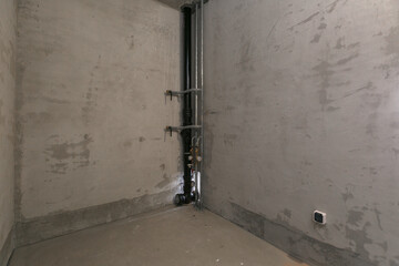 interior of the apartment without decoration in gray colors