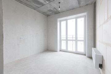 interior of the apartment without decoration in gray colors