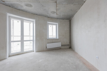 interior of the apartment without decoration in gray colors