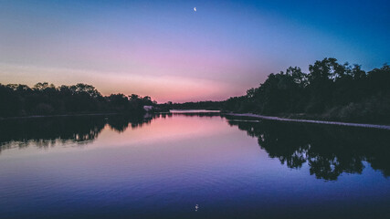 sunrise over a river in northern California - shot on the American River in Fair Oaks, California