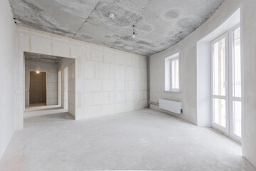 interior of the apartment without decoration in gray colors