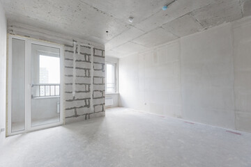 interior of the apartment without decoration in gray colors