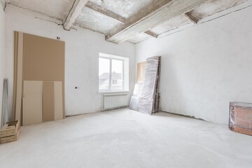 interior of the apartment without decoration in gray colors