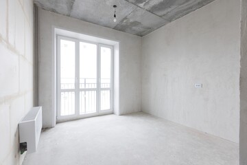 interior of the apartment without decoration in gray colors