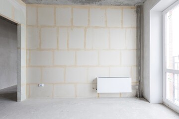 interior of the apartment without decoration in gray colors