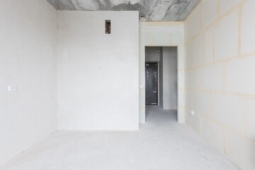 interior of the apartment without decoration in gray colors