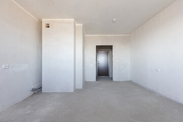 interior of the apartment without decoration in gray colors