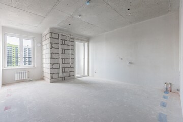 interior of the apartment without decoration in gray colors