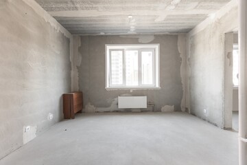 interior of the apartment without decoration in gray colors
