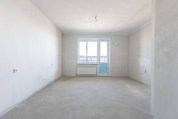 interior of the apartment without decoration in gray colors