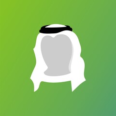 arab man wearing white head cover avatar flat vector illustration