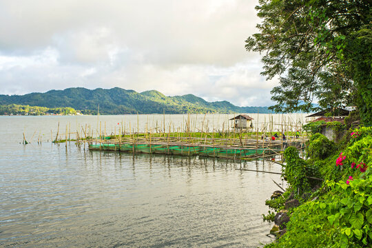 Beautiful view of Tondano Lake in Minahasa Regency, North Sulawesi, Indonesia