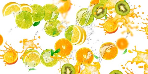 Fresh yellow lemon in water on black and  white 
background