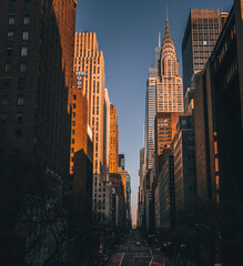 city skyline Manhattan New York tower buildings road 