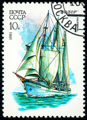 sailing ships schooner Kodor sailing ship at the sea