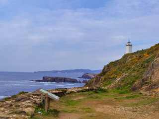 Fototapeta na wymiar lighthouse on the coast of Mera, Oleiros, A Coruña 