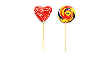Two lollipops on white isolated background