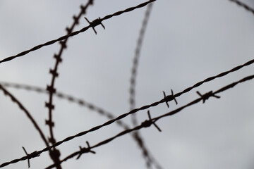 Fototapeta na wymiar barbed wire fence fences barrier