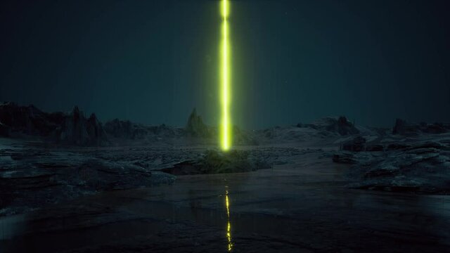 Night rain Futuristic architecture another planet sci-fi landscape al ula saudi UFO 4k