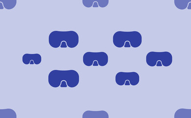 Obraz premium Seamless pattern of large isolated blue diving goggles symbols. The pattern is divided by a line of elements of lighter tones. Vector illustration on light blue background