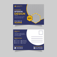 
Modern Abstract Interior design postcard template