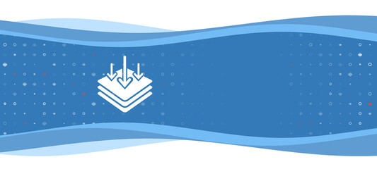 Blue wavy banner with a white absorbent symbol on the left. On the background there are small white shapes, some are highlighted in red. There is an empty space for text on the right side