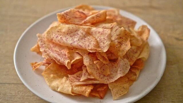 Crispy Taro Chips - fried or baked sliced taro