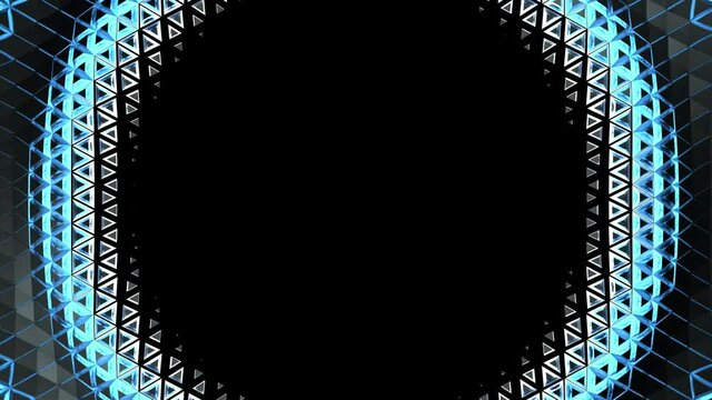 Abstract Cyber Futuristic Circle Wave Technology transition Sci-fi black triangle geometric pattern surface background 3d rendering video with Alpha channel Transparent background