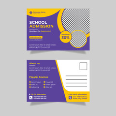 school education admission postcard design template for kids