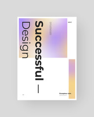Abstract Placard, Poster, Flyer, Banner Design. Colorful gradient figure on vertical A4 format. Holographic effect. Decorative neon backdrop. Gradient shapes and large typography. Vector Eps10.