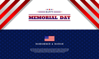 Memorial Day. background design with US flag. It is suitable for banners, posters, websites, advertising. Vector illustration