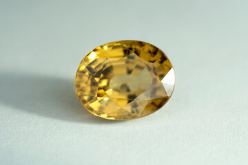 Natural genuine yellow color zircon oval faceted loose gemstone setting for jewelry making. Mined...