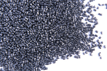 Polypropylene granule close-up background texture. plastic resin ( Masterbatch).Grey chemical...