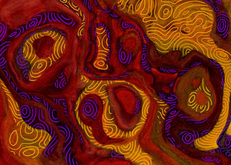 Decorative liquid watercolor background with digital lines