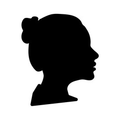 Black detailed realistic beautiful woman face profile isolated on white