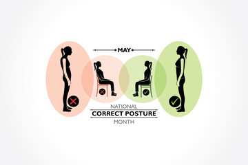 Naklejka premium National Correct Posture Month observed each year in May.