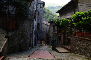 Scheggino village on a spring day, Valnerina, Umbria, Italy