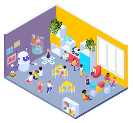Obraz premium Futuristic Kindergarten Isometric Composition