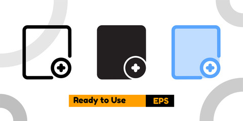 add document icon with three style for social media, website, and presentation