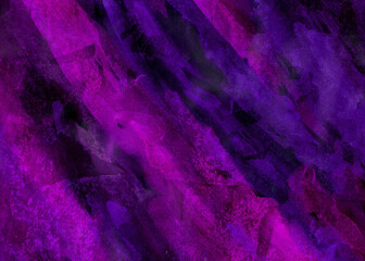 Abstract decorative background. Purple strokes of paint on black paper