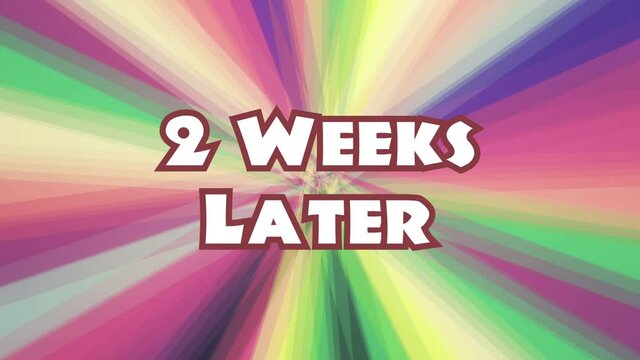 A set of funny colorful time cards, with weeks and months (1 week 1 month later etc.). Retro pastel cartoon style.
