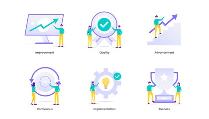 Kaizen Vector Illustration concept web icon. Business philosophy and corporate strategy concept of continual improvement. Suitable for ui, ux, web, mobile, banner and infographic.