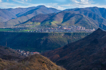 Fabulous panoramic scene of Alaverdi town, Armenia