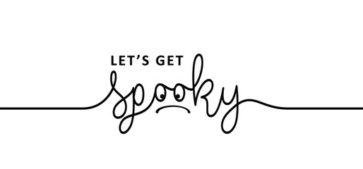 Slogan let's get spooky. Ghost for happy halloween party. Flat vectorg ghosts sign. Funny cartoon spook Horror seamless pattern. Zombie, spook 31 october fest.