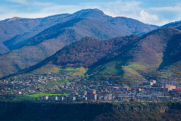 Naklejka na ściany i meble Fabulous panoramic scene of Alaverdi town, Armenia
