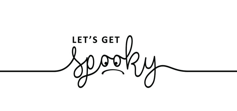 Slogan let's get spooky. Ghost for happy halloween party. Flat vectorg ghosts sign. Funny cartoon spook Horror seamless pattern. Zombie, spook 31 october fest.