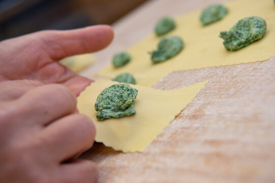 Pansoti is the name of a kind of raviolo made in Liguria, Portofino area whit inside a mix of natural herbs called Prebuggiun