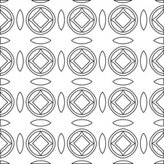  Geometric vector pattern with Black and white colors. Seamless abstract ornament for wallpapers and backgrounds.