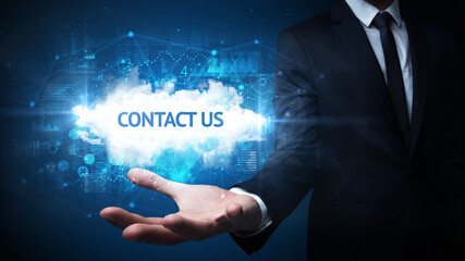 Hand of Businessman holding motivational message