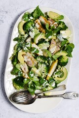 Chicken salad with green vegetables